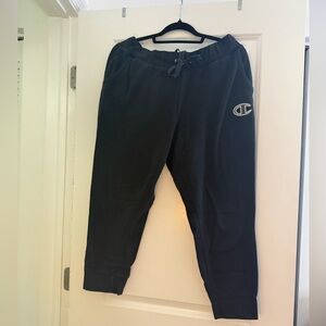 Champion Sweats Joggers Womans Essentials Font Patch Black SZ XL